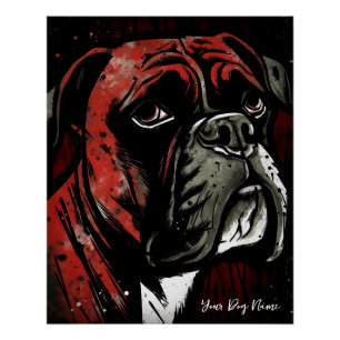The Boxer Dog, Red and Black 004 - Ulises Dallaire Poster
