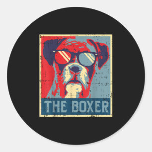 The Boxer Obama Poster Vintage Animal Pet Dog Love Classic Round Sticker