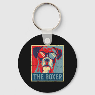 The Boxer Obama Poster Vintage Animal Pet Dog Love Keychain