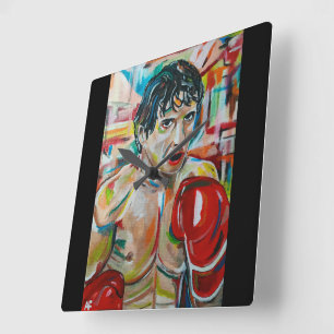 The Boxer Painting by Alfred Fox Square Wall Clock