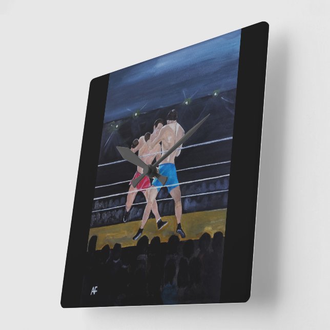 The Boxers Painting by Alfred Fox Square Wall Clock (Angle)
