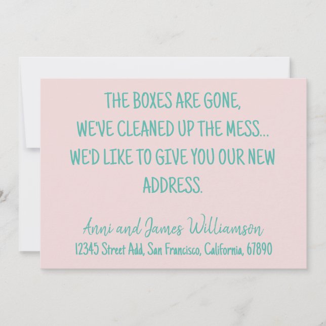 THE BOXES ARE GONE, WE'VE CLEANED UP MESS MOVING  ANNOUNCEMENT (Front)