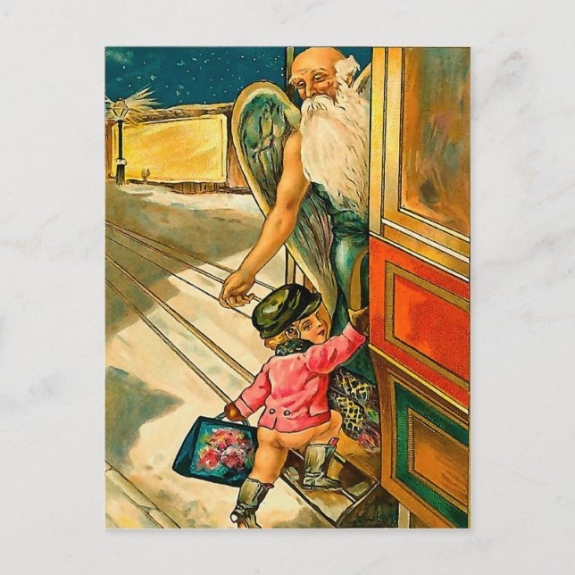The Boy and the Angel - Vintage Holiday Postcard (Front)