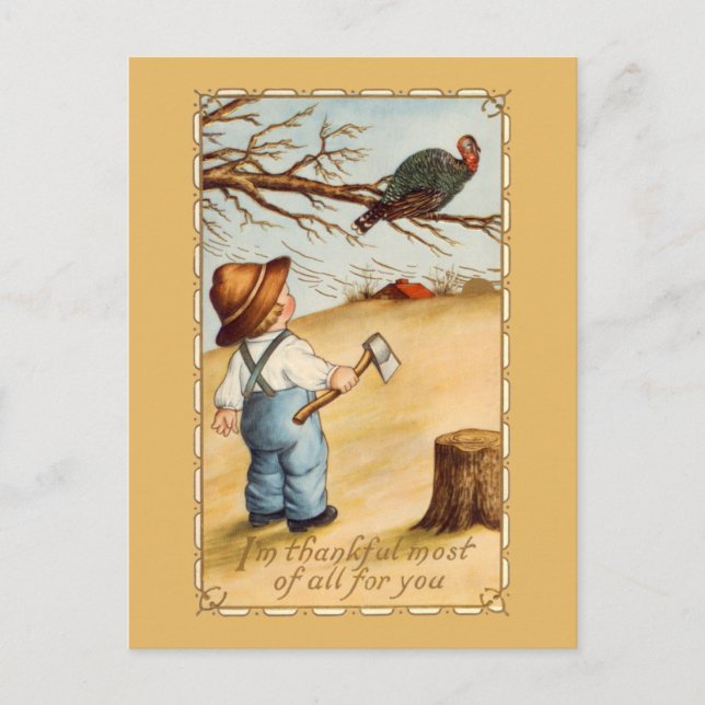 The Boy and the Turkey Postcard (Front)
