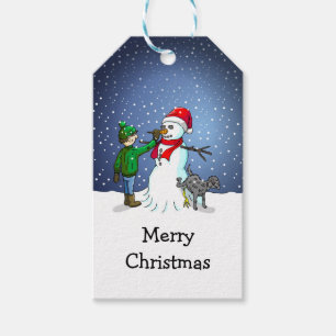 The Boy, Dog and Snowman on Gift Tags