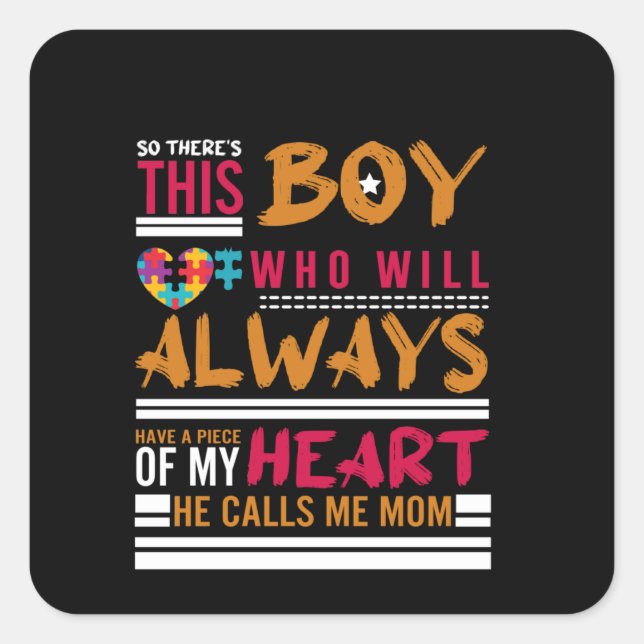 the boy who will always has a piece heart square sticker (Front)