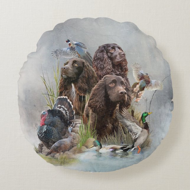 The Boykin Spaniel Round Pillow (Front)