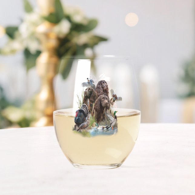 The Boykin Spaniel Stemless Wine Glass (Insitu (Wedding))
