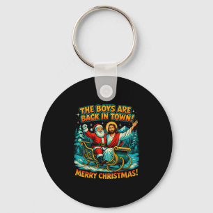 The Boys Are Back In Town Merry Christmas Design Keychain