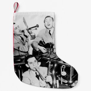 The boys in the bandvintage, music, band, retro, s small christmas stocking