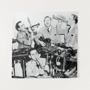 The boys in the bandvintage, music, band, retro, s tapestry