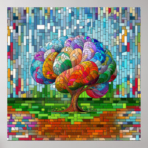The Brain Tree Colorful Mosaic  Poster