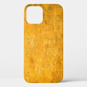 The brass concrete surface glows from the walls of iPhone 12 case