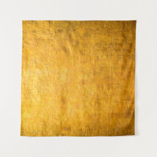 The brass concrete surface glows from the walls of tapestry