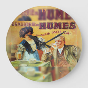 The Brasserie, French vintage poster. Large Clock