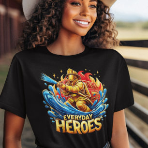 The Brave Fireman Battling the Blaze T-Shirt