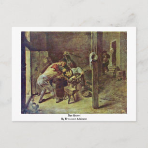 The Brawl By Brouwer Adriaen Postcard