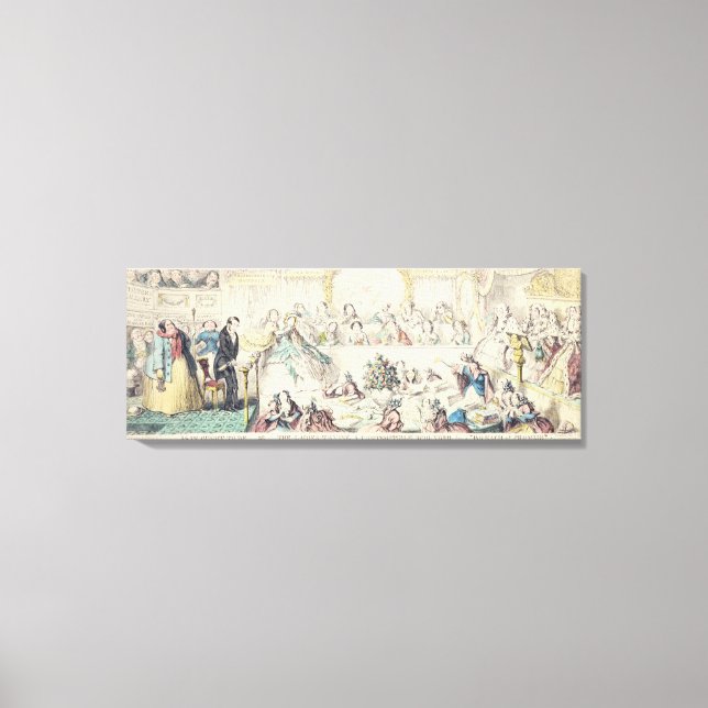 The Breach of Promise - cartoon hand coloured etch Canvas Print (Front)