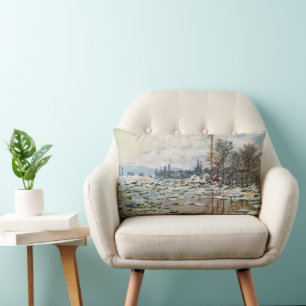 The Break Up of the Ice by Claude Monet Lumbar Pillow