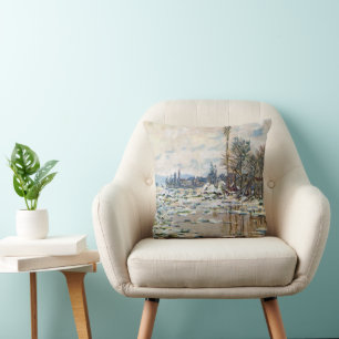 The Break Up of the Ice by Claude Monet Throw Pillow
