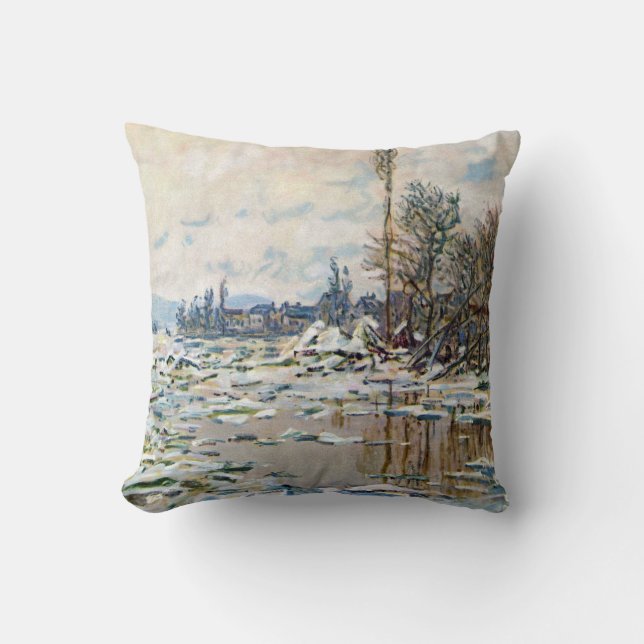 The Break Up of the Ice by Claude Monet Throw Pillow (Front)