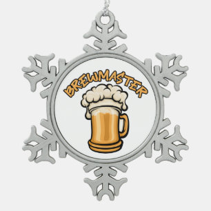 The Brewmaster Need a Beer Mug Snowflake Pewter Christmas Ornament