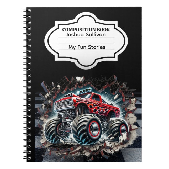The Brick Breaker Monster Truck (Customisable) Notebook (Front)