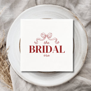 The Bridal Era Red Ribbon Bow Sketch Wedding Napkin