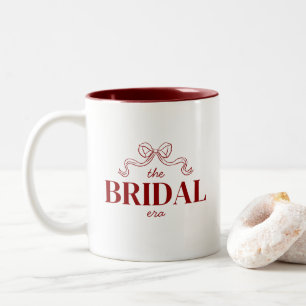 The Bridal Era Red Ribbon Bow Sketch Wedding Two-Tone Coffee Mug