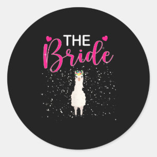The Bride Alpaca Llama Bachelorette Groom Married  Classic Round Sticker