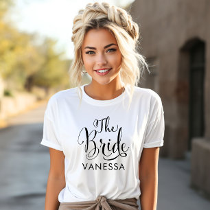 The Bride Black Script Personalized Wedding T-Shirt