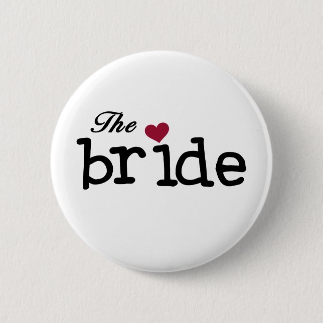 The Bride Black with Red Heart 2 Inch Round Button (Front)