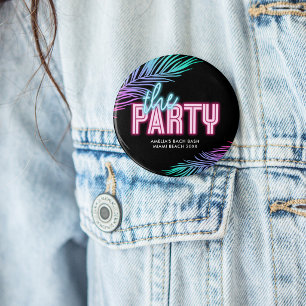 The Bride Blue & Pink Tropical Bach 2 Inch Round Button