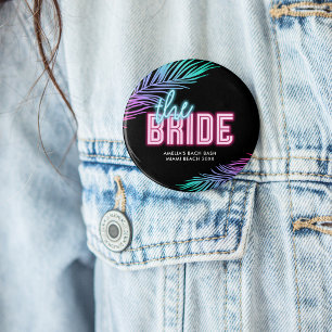 The Bride Blue & Pink Tropical Bach 2 Inch Round Button