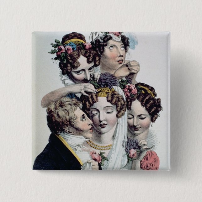 The Bride, c.1820 (litho) 2 Inch Square Button (Front)