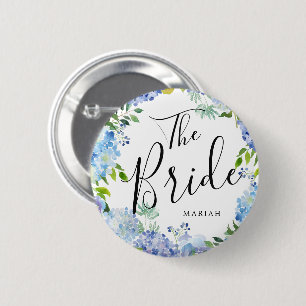 The Bride   Carolina Bloom Custom Name Wedding 2 Inch Round Button