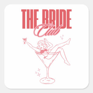 The Bride Club Design Girly Martini Glass Square Sticker