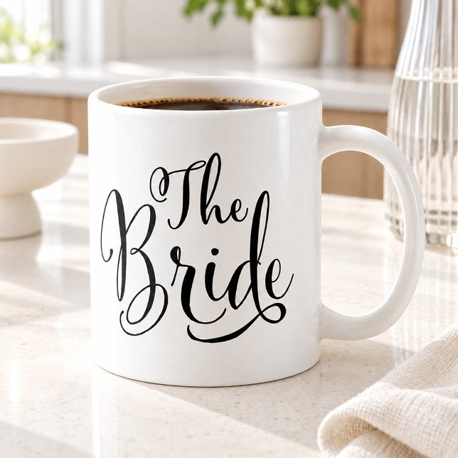 The Bride Elegant Black Script Wedding Coffee Mug (Creator Uploaded)