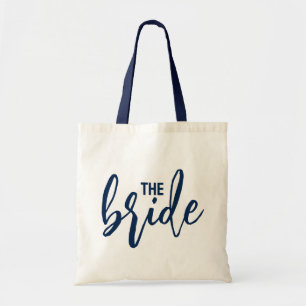 The Bride Elegant White Script Typography Tote Bag