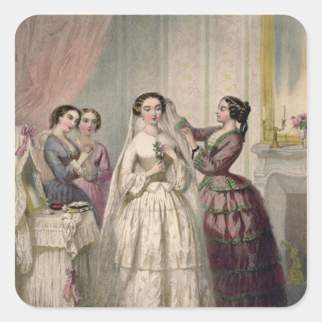 The Bride, engraved by J. Battannier, 1852-53 Square Sticker (Front)