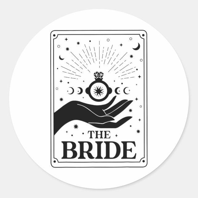 The Bride Future Mrs Tarot Gothic Bridal Party Bac Classic Round Sticker (Front)