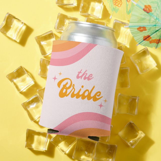 The Bride Groovy Pink & Orange Can Cooler (In Situ Summer)