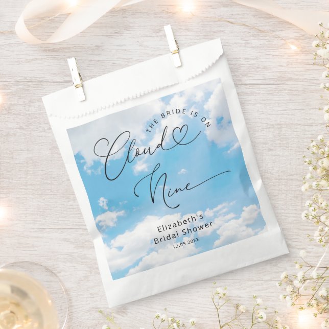 The Bride Is On Cloud 9 Bridal Shower Favour Bag (Clipped)