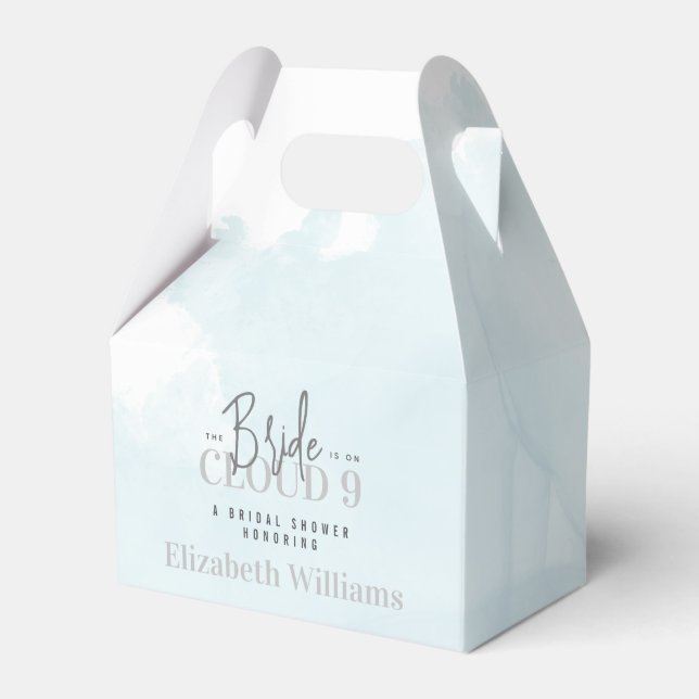 The Bride is On Cloud 9 Modern Chic Bridal Shower Favor Box (Front Side)