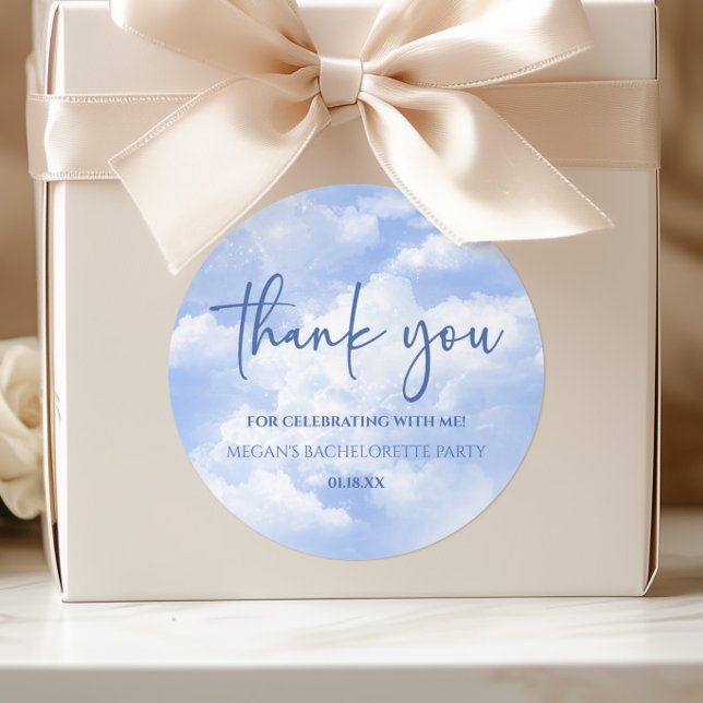 The Bride Is On Cloud Nine Blue Bachelorette Party Classic Round Sticker (Creator Uploaded)