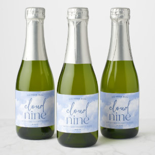 The Bride Is On Cloud Nine Blue Bachelorette Party Sparkling Wine Label