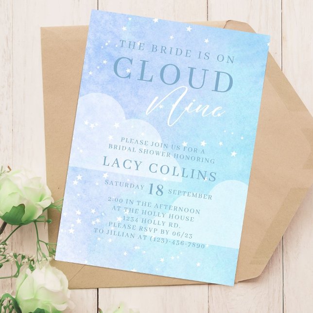 The Bride is on Cloud Nine Bridal Shower  Invitation (Creator Uploaded)