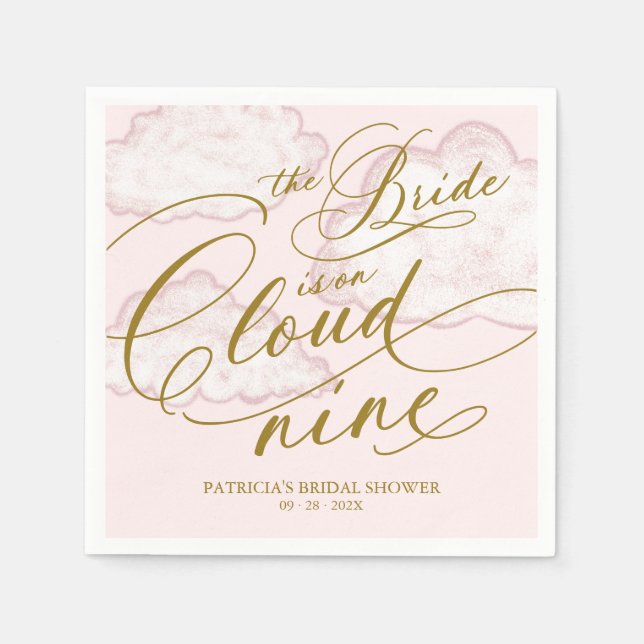 The Bride Is On Cloud Nine Bridal Shower Napkin (Front)
