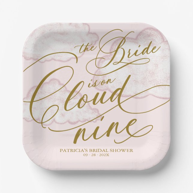 The Bride Is On Cloud Nine Bridal Shower Paper Plate (Front)