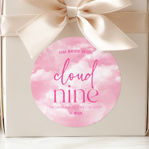 The Bride Is On Cloud Nine Pink Bachelorette Party Classic Round Sticker
